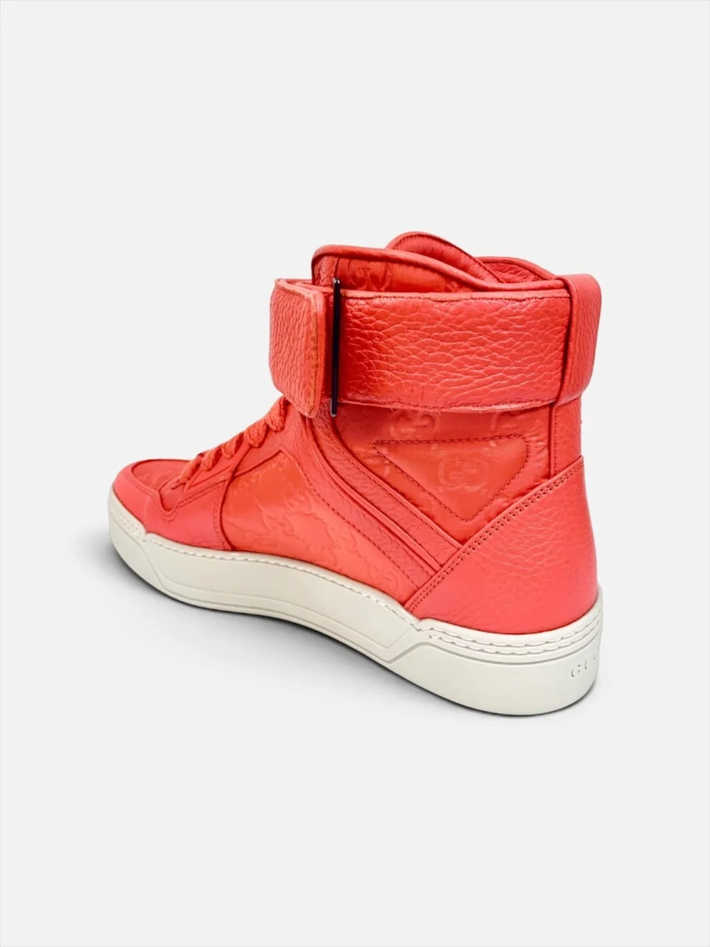 Gucci Orange GG Guccissima Nylon Leather High Top Sneakers Men 7G US 9 NIB